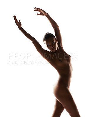 Buy stock photo Nude woman posing against a white background