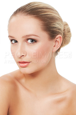 Buy stock photo A gorgeous young woman posing on a white background - Skincare & Beauty