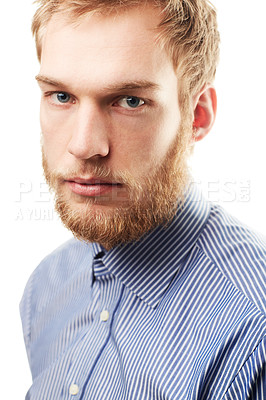 Buy stock photo Portrait of an unshaven young man isolated on white