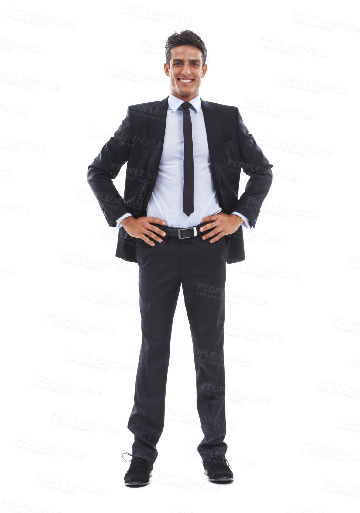 Buy stock photo Businessman, portrait and happy in studio for corporate, business formal and confident for career work. Entrepreneur, person and face with smile, confidence and pride for startup on white background