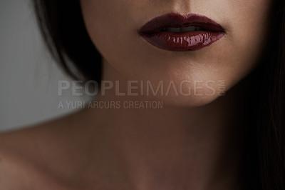 Buy stock photo Cropped beauty portrait of a young woman's lips