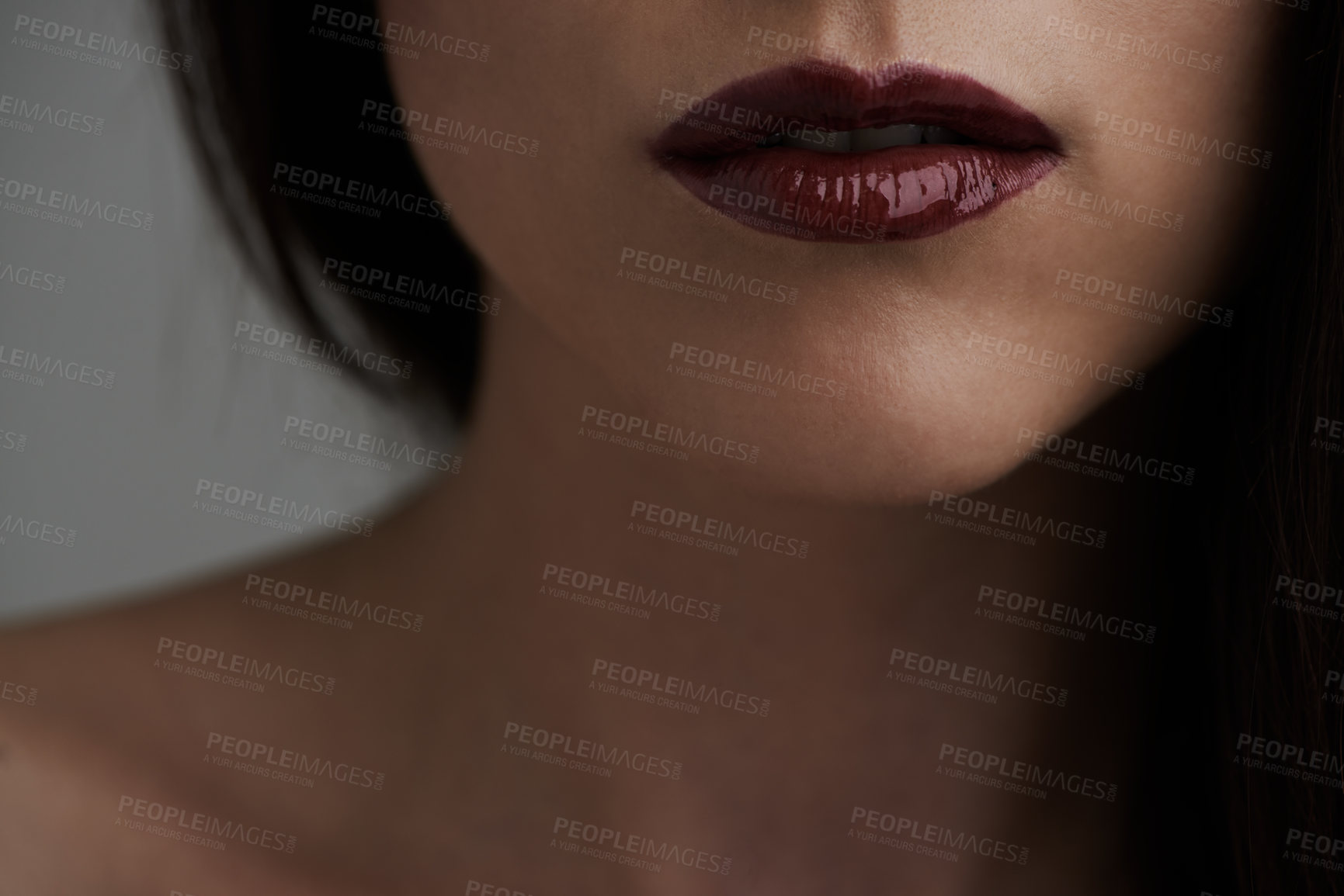Buy stock photo Cropped beauty portrait of a young woman's lips
