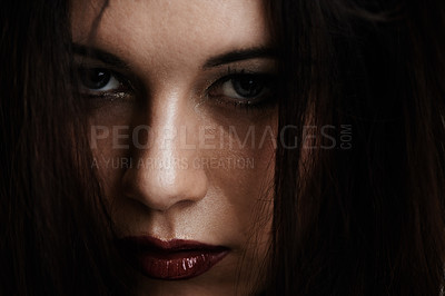 Buy stock photo Closely cropped portrait of a young woman