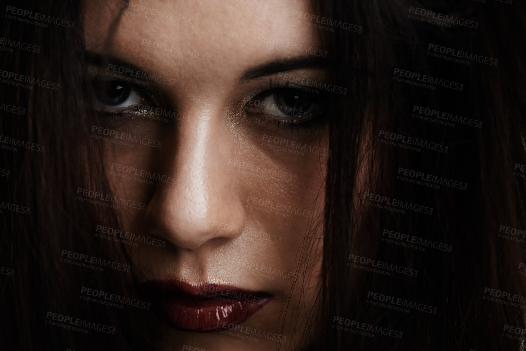 Buy stock photo Closely cropped portrait of a young woman