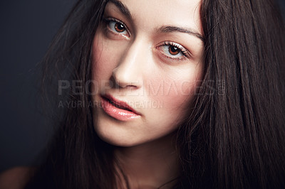 Buy stock photo Close up image of a beautiful brunette