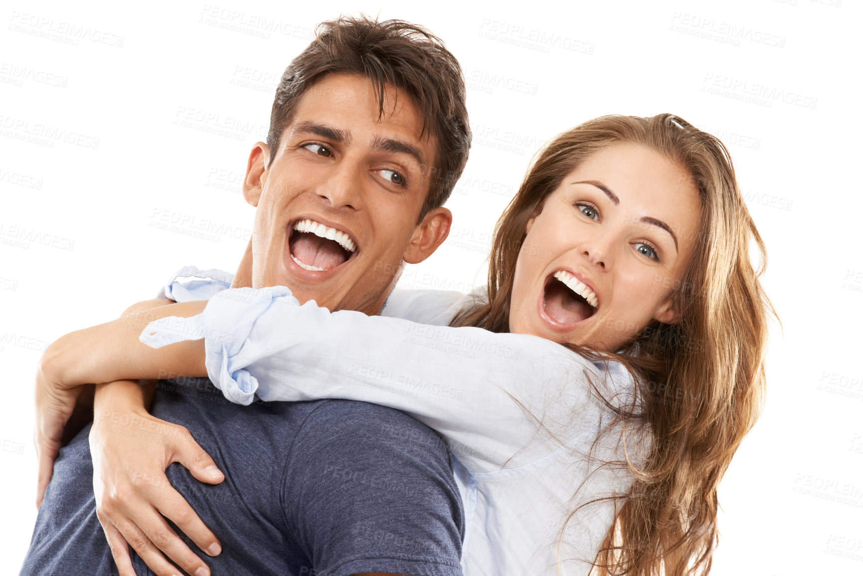 Buy stock photo A young couple having fun together
