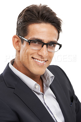 Buy stock photo Closeup portrait of a handsome young businessman