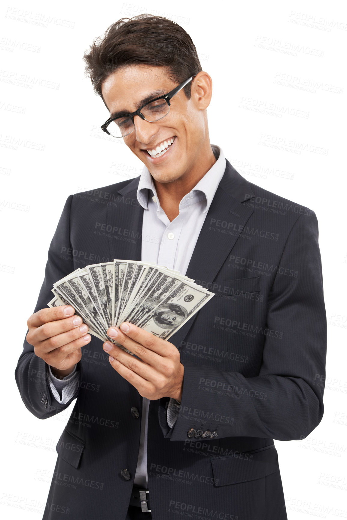 Buy stock photo Studio shot of a handsome young businessman isolated on white