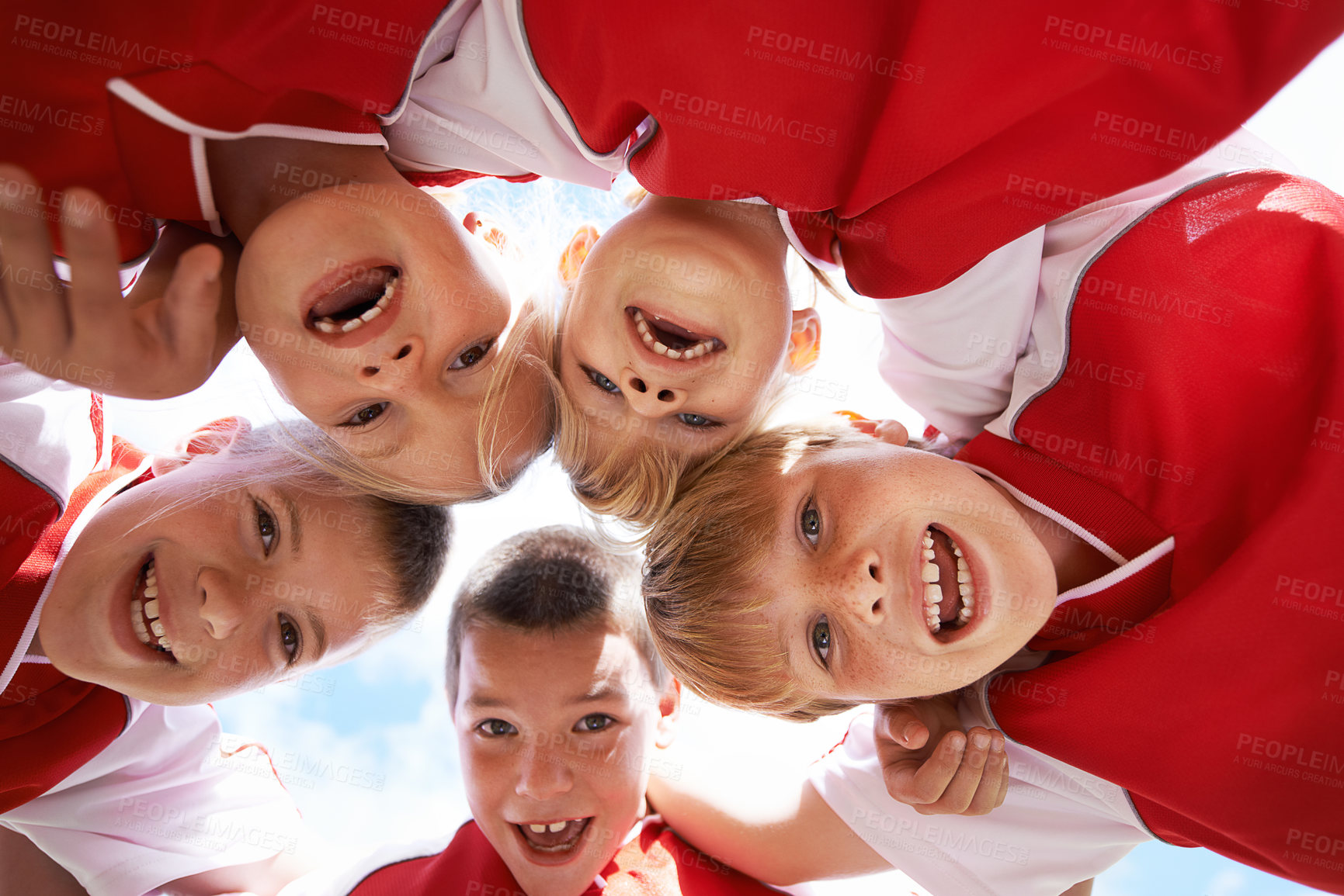 Buy stock photo Shot of a children's soccer team