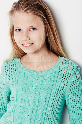 Buy stock photo Portrait of a confident young girl standing in the studio