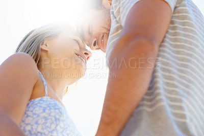 Buy stock photo Cropped shot of an affectionate young couple