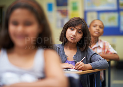 Buy stock photo A group of students sitting in class