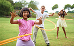 Having fun with hula-hoops