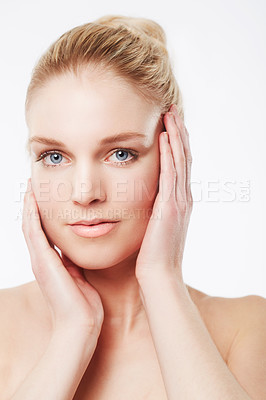 Buy stock photo Portrait of a beautiful blonde woman looking at the camera