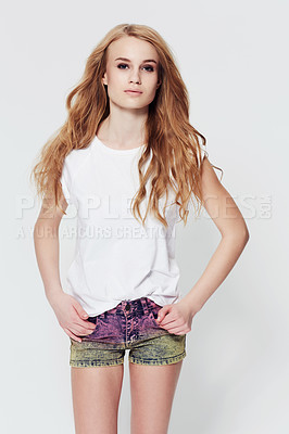 Buy stock photo An attractive young model against a white background