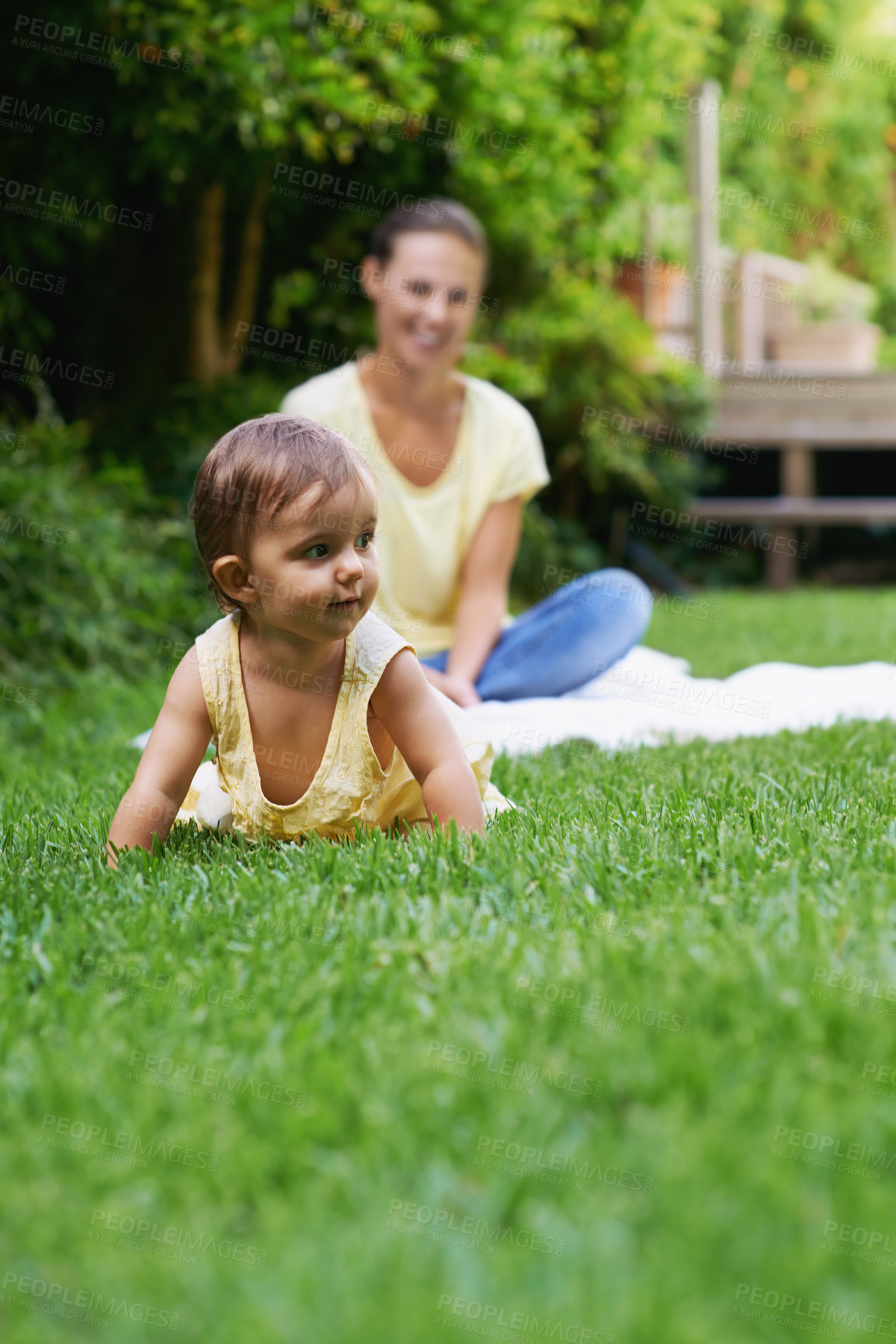 Buy stock photo Cropped shot of a little baby girl with her mother