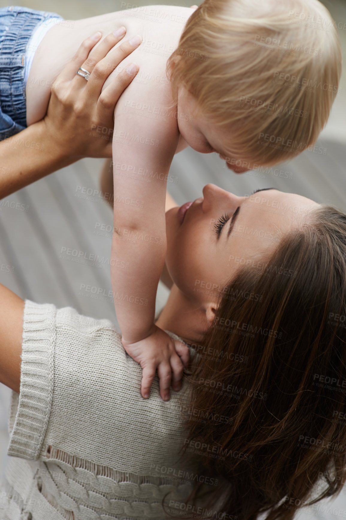 Buy stock photo Baby, woman and playing outdoor for development with nurture, relationship and bonding for happiness. Family, child or toddler and mother with early childhood, parenting and love at park in nature