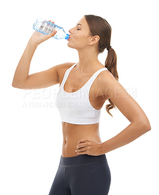 Buy stock photo Studio shot of a sporty young woman isolated on white