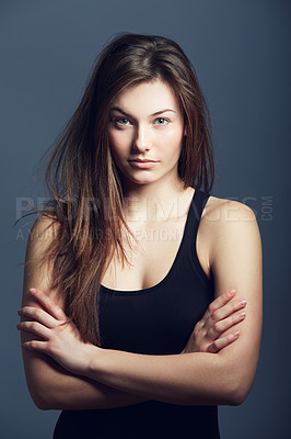 Buy stock photo A gorgeous young woman looking at the camera