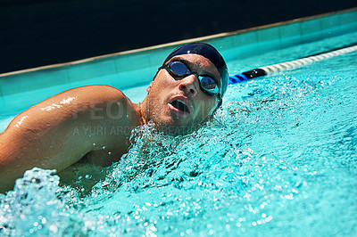 Buy stock photo A swimmer in a pool