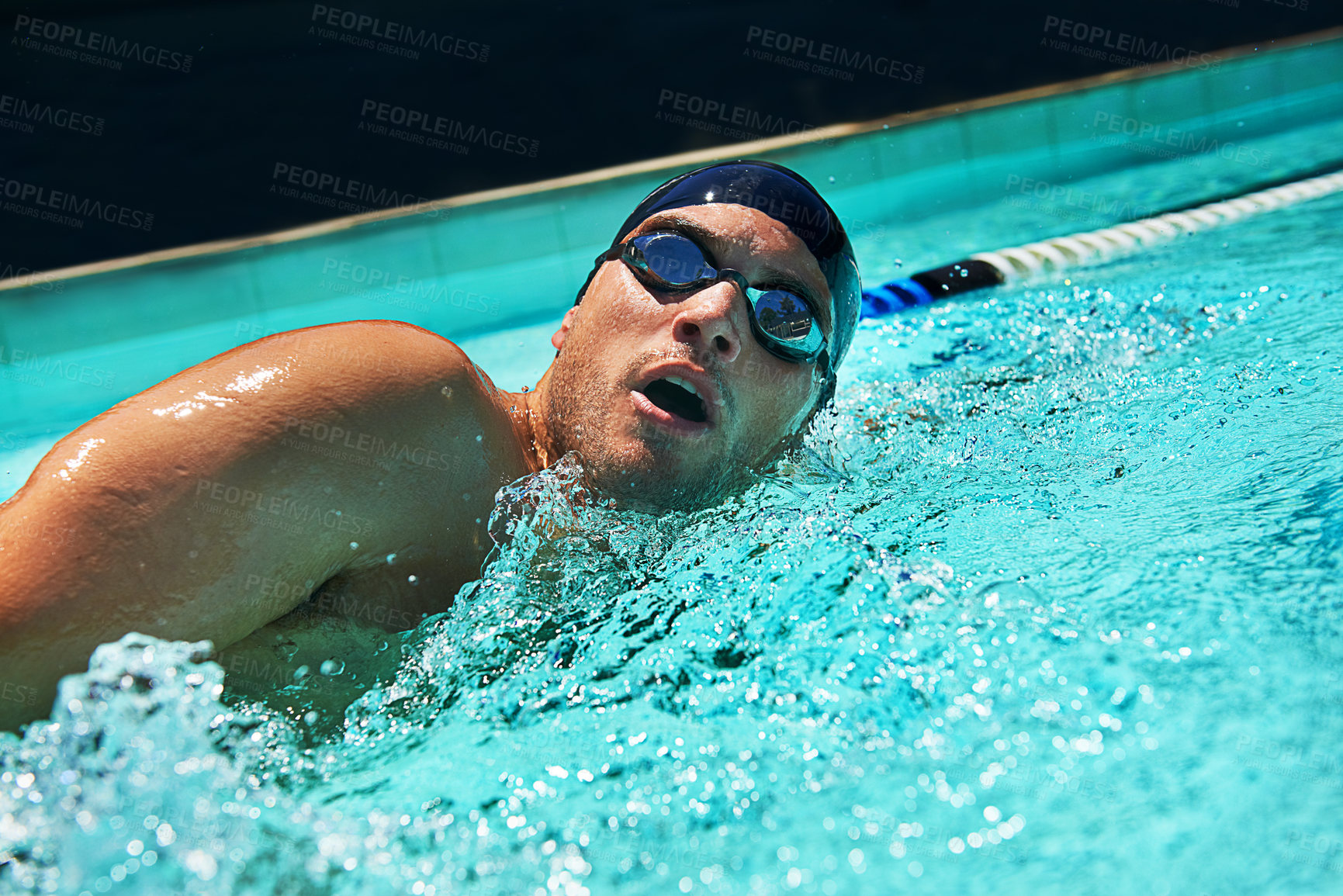 Buy stock photo A swimmer in a pool