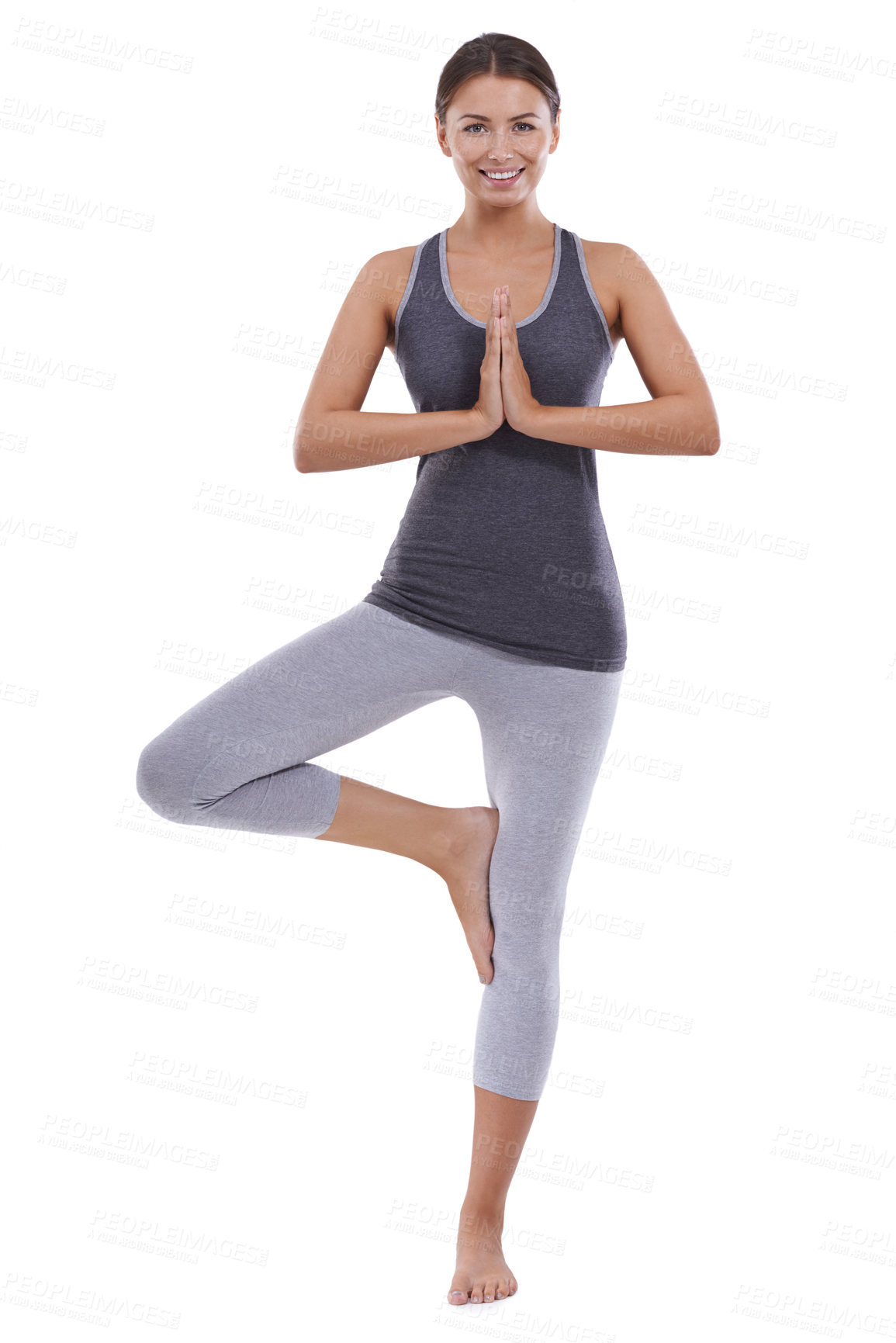 Buy stock photo A young brunette woman practicing the art of meditation