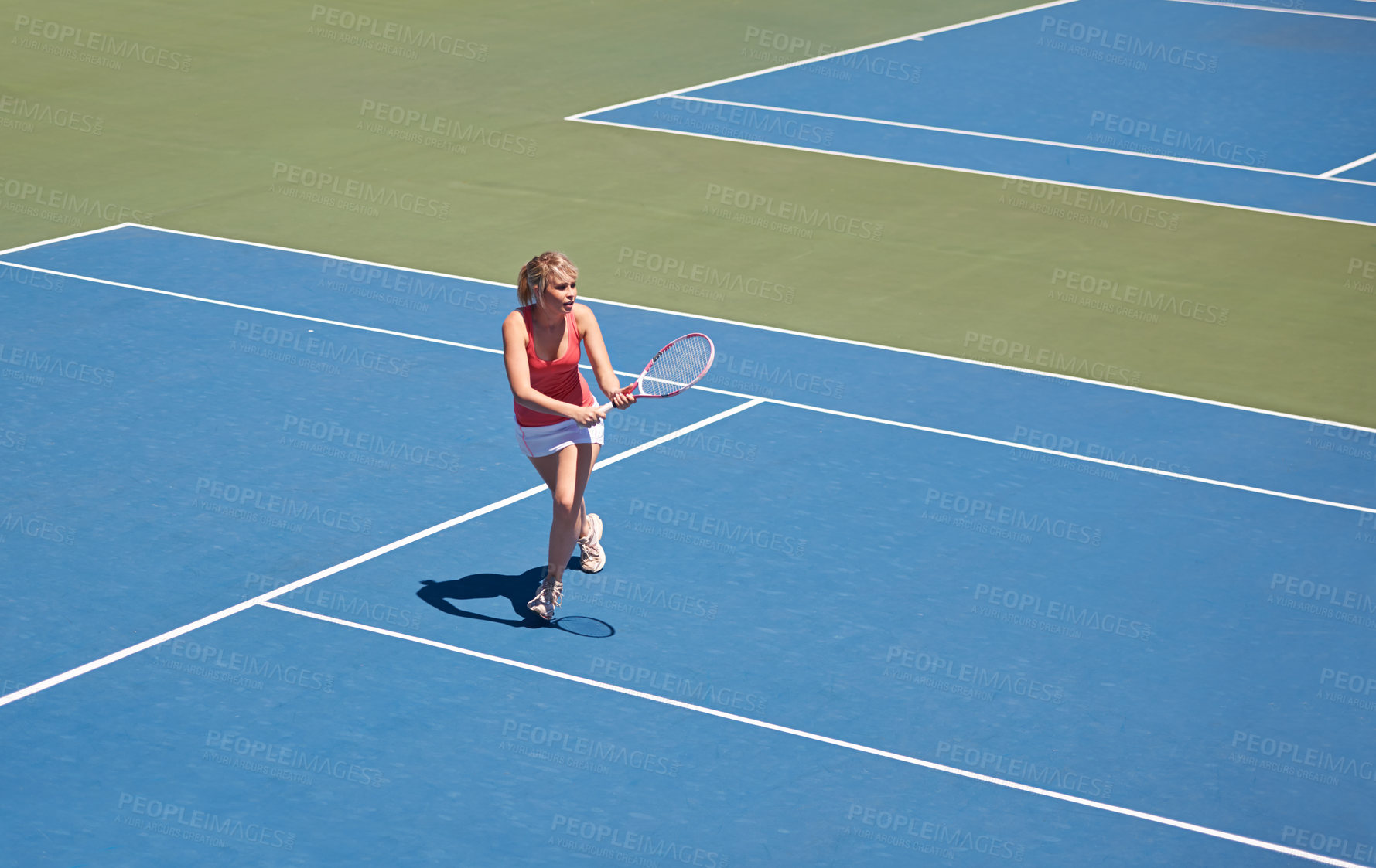 Buy stock photo Woman playing tennis on the tennis court