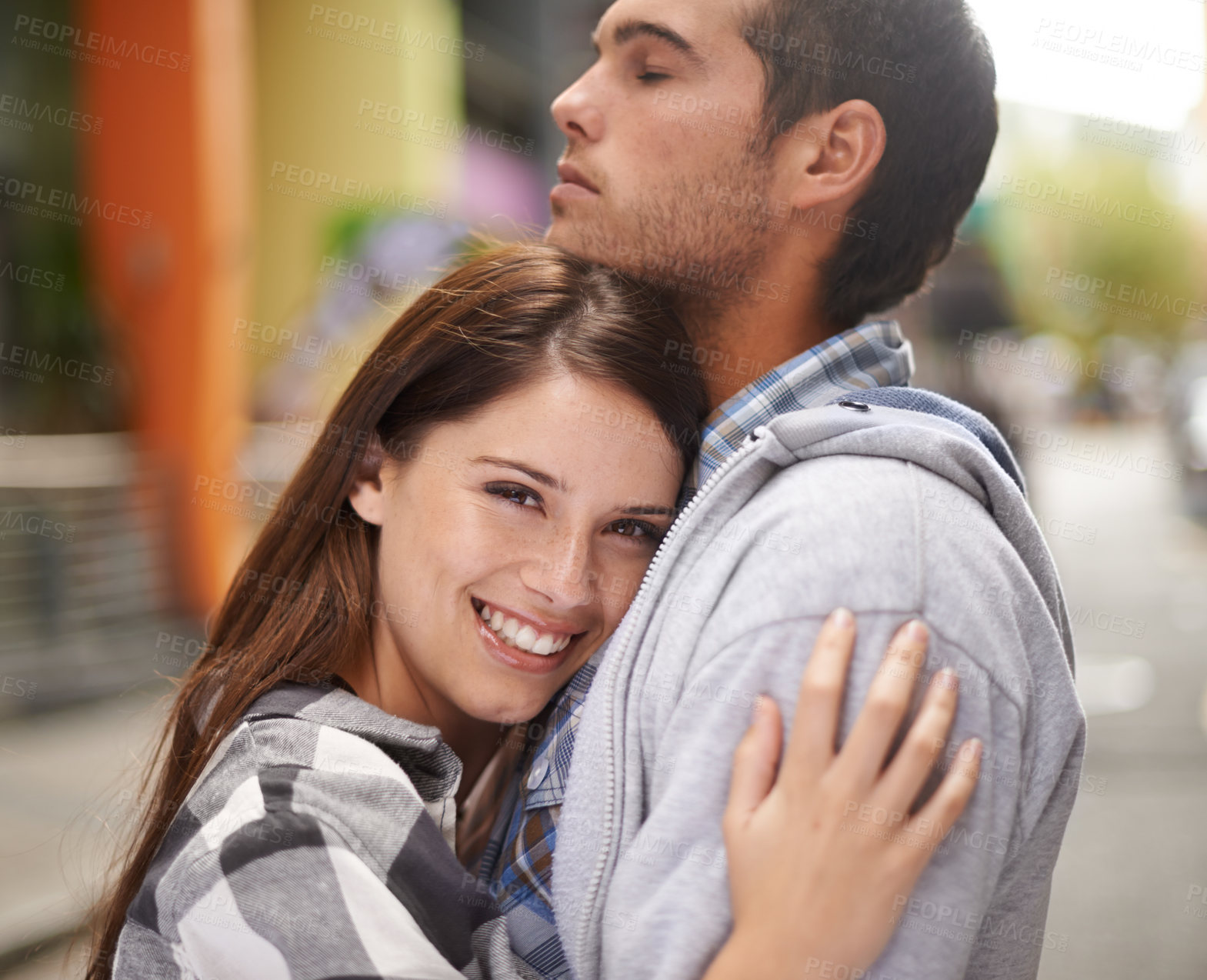 Buy stock photo A young couple outside