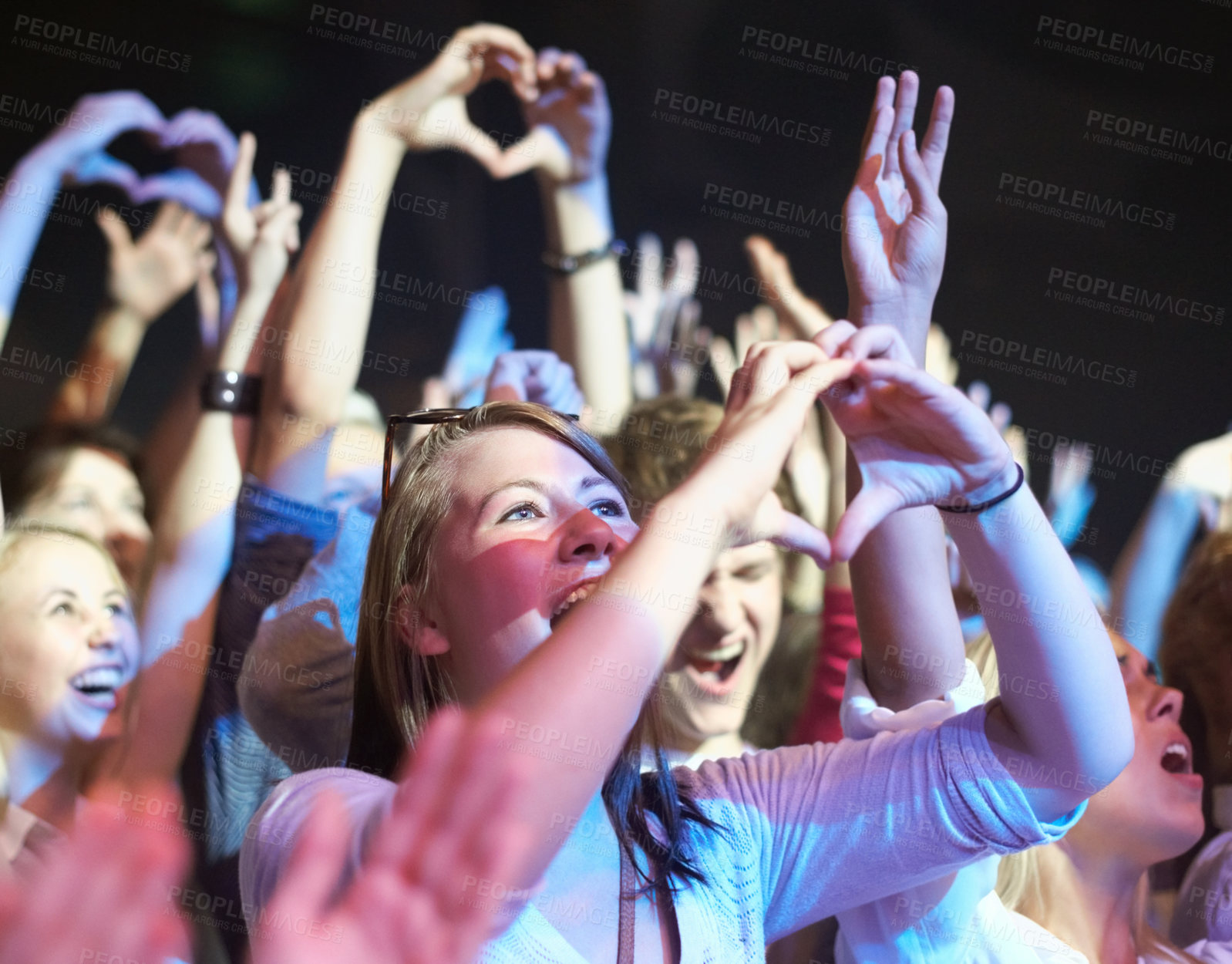 Buy stock photo Adoring fans enjoying a music concert