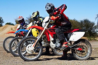 Buy stock photo Image of a dirt bike race