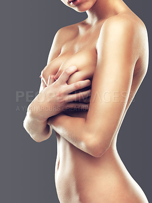 Buy stock photo Studio nude of the midsection of a woman