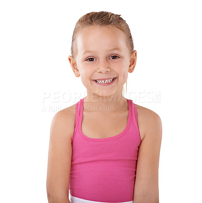 Buy stock photo Closeup portrait of an adorable little girl