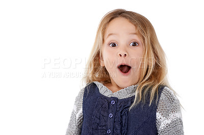 Buy stock photo Studio portrait of a surprised-looking little girl