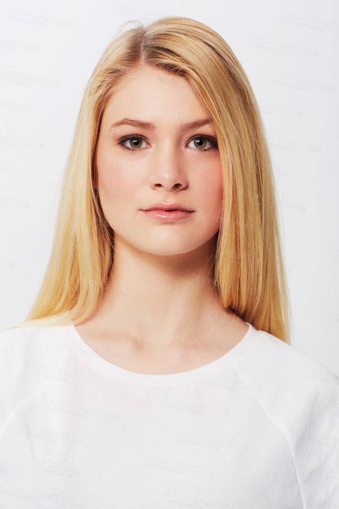 Buy stock photo A pretty young blonde isolated on a white background