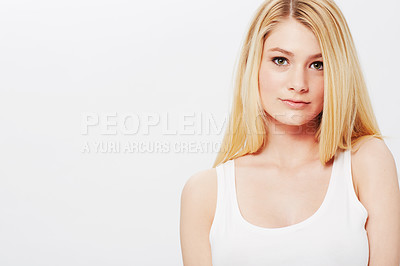 Buy stock photo A pretty young blonde isolated on a white background