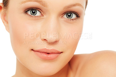 Buy stock photo Beauty shot of a young woman against a white background