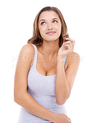 Buy stock photo An attractive young woman enjoying a slab of chocolate