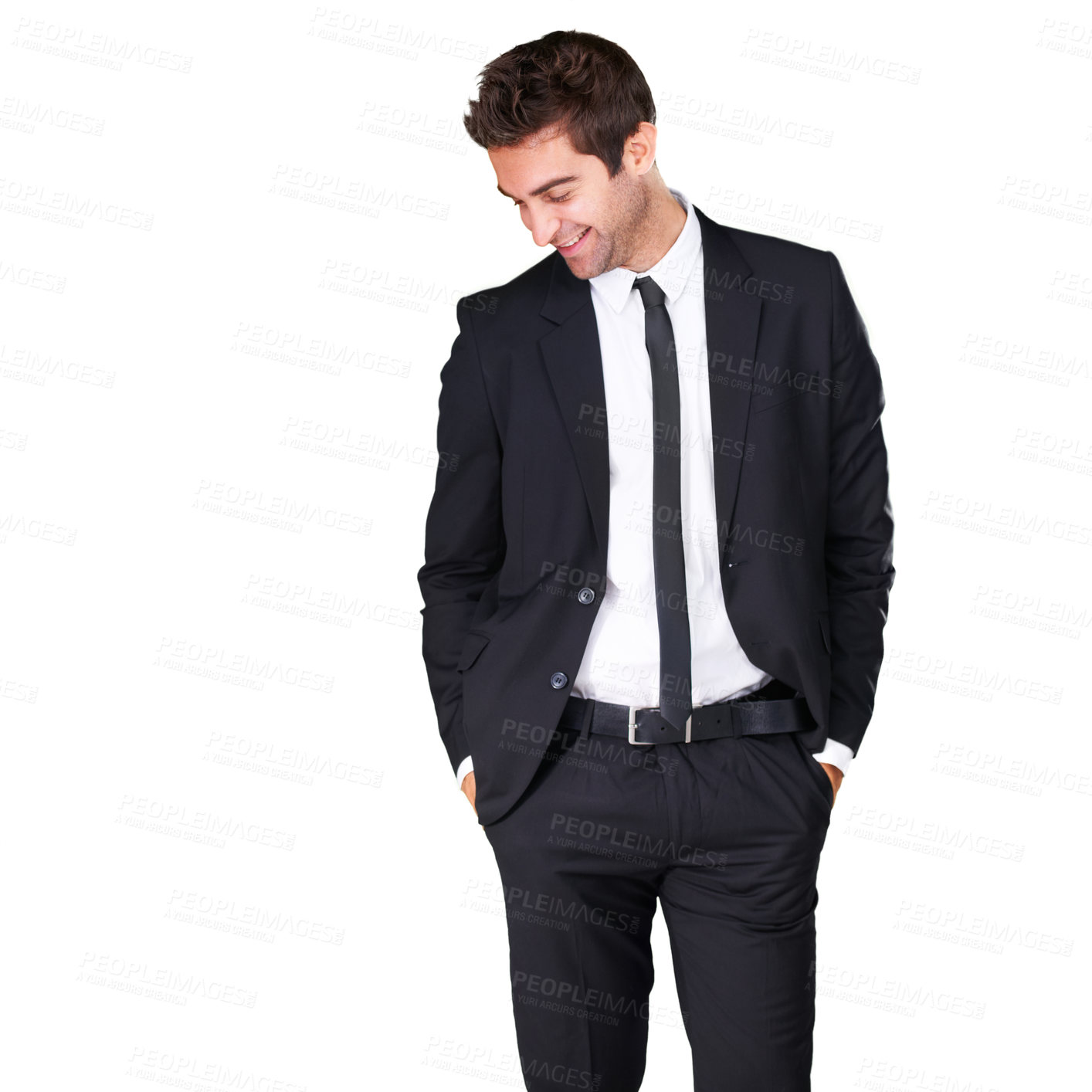 Buy stock photo Studio shot of a handsome man in a suit isolated on white