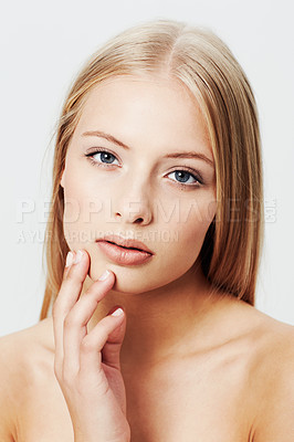 Buy stock photo Portrait of a beautiful young woman in the studio