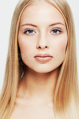 Buy stock photo Portrait of a beautiful young woman in the studio
