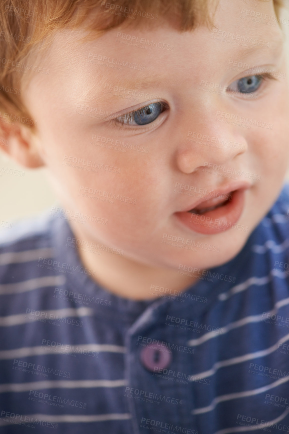 Buy stock photo Cropped view of a cute red-headed toddler