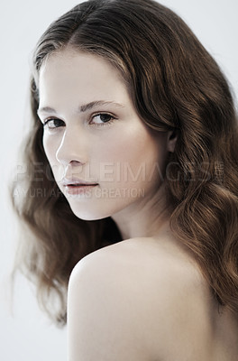 Buy stock photo Portrait of a gorgeous young woman