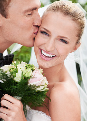 Buy stock photo A happy newlywed couple