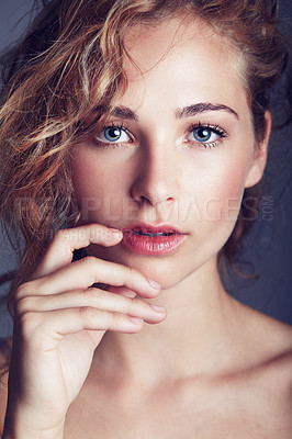 Buy stock photo Portrait of a beautiful young woman in studio