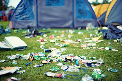 Buy stock photo Shot of garbage at a festival