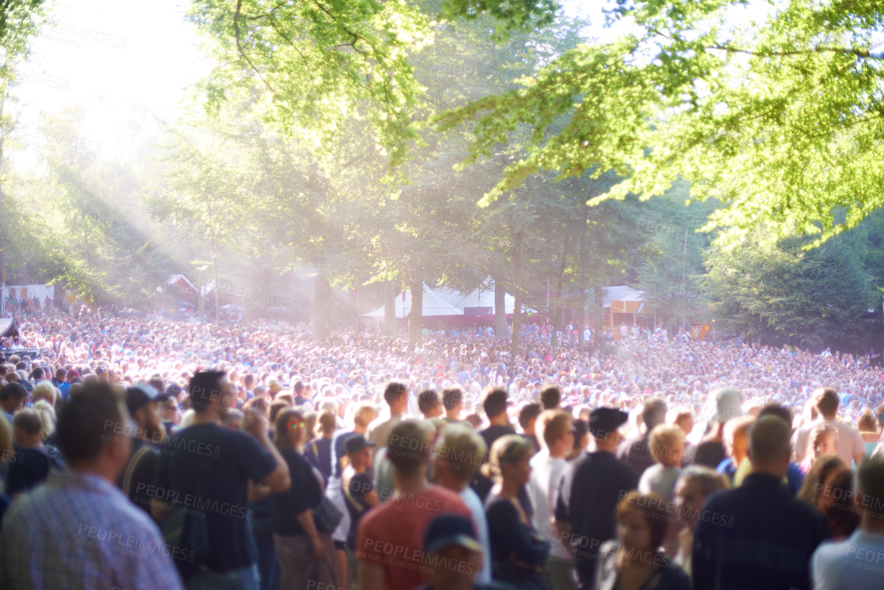 Buy stock photo View of a huge crowd at the Skanderborg music festival
