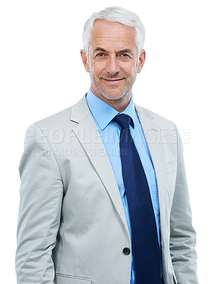 Buy stock photo Studio portrait of a mature businessman isolated on white