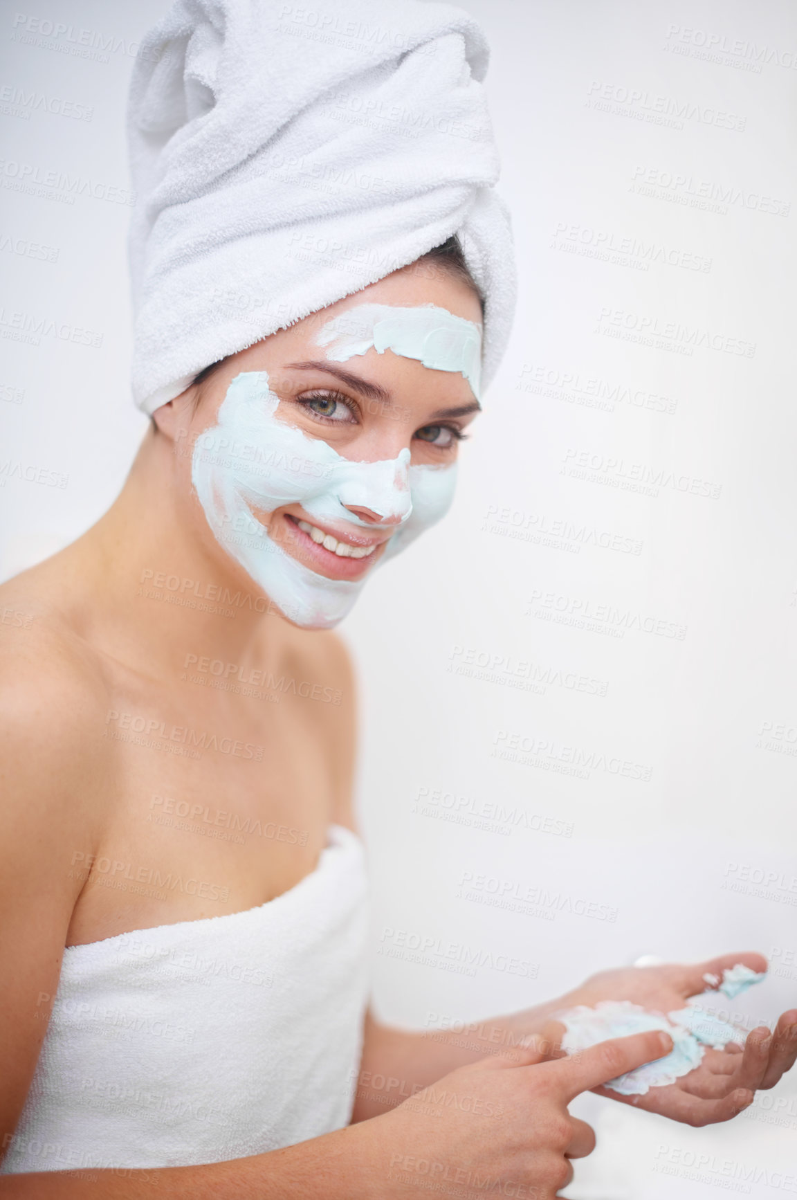 Buy stock photo A young woman wearing a facemask