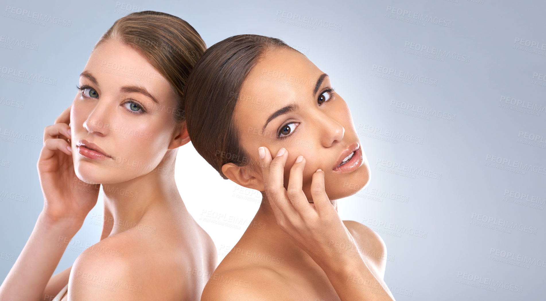 Buy stock photo Studio beauty shot of a two young models