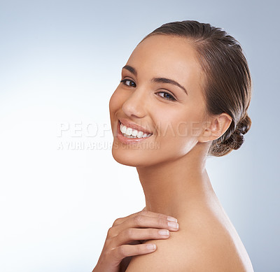 Buy stock photo A young woman smiling at the camera